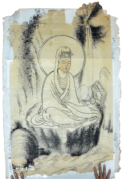 廖朝慶先生親筆所繪製的南海古佛畫像公版玻璃紙